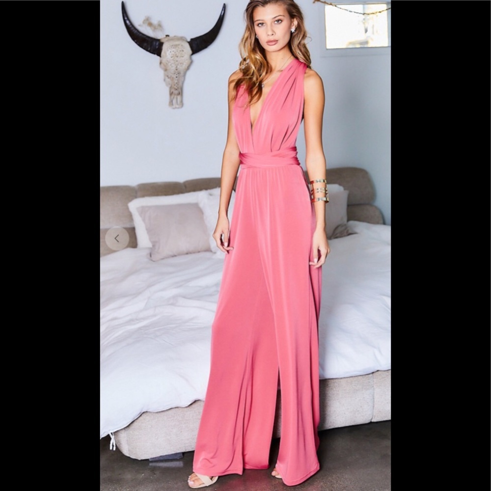 Deep neck multi way jumpsuit. - Picture 2 of 6